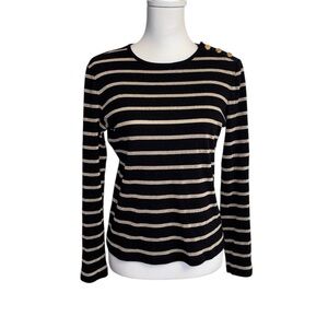 Ralph Lauren Striped Black and gold Women's Top size M petite